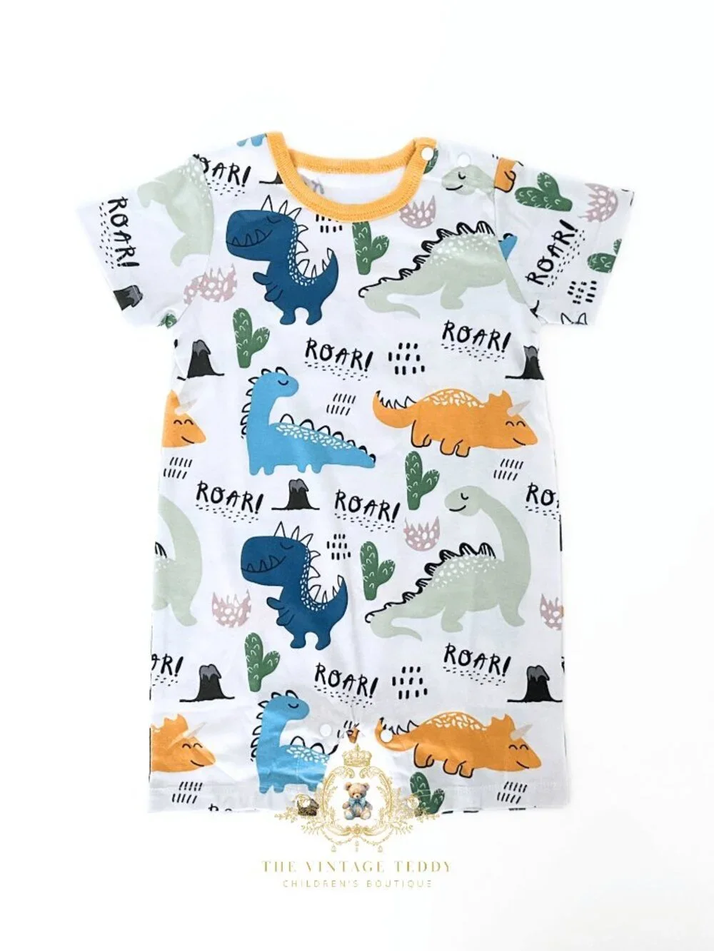 NWT Cute Boys One-piece Sleep N' Play Romper Dinosaurs Go Roar! Colorful 9-12M